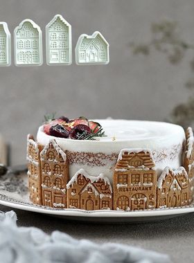 4Pcs Christmas Gingerbread House Cutters Cookie 3D Baking mo