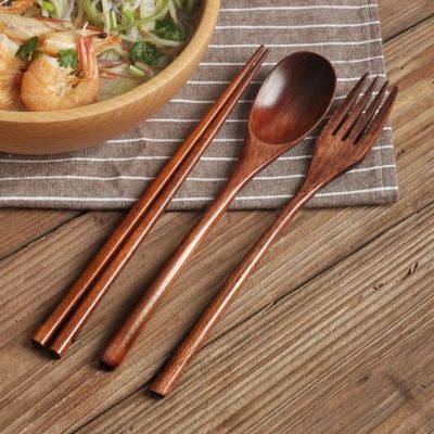 Spoon Fork Chopsticks Portable Cutlery Wooden Cutlery Set Tr