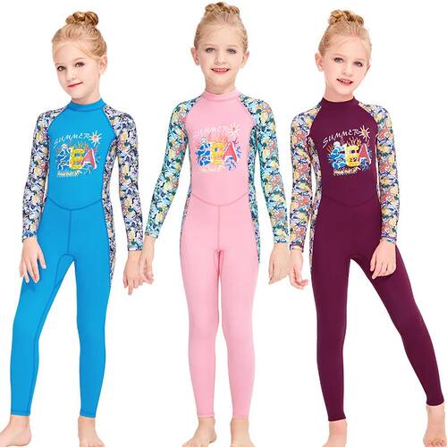 2-12 Years New Girl Swimwear Swim Suits UV Protective Long S