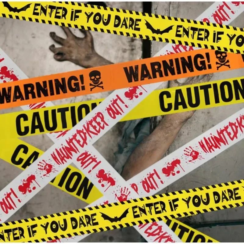 Halloween Warning Tape Signs Banner Halloween Party Props Wi