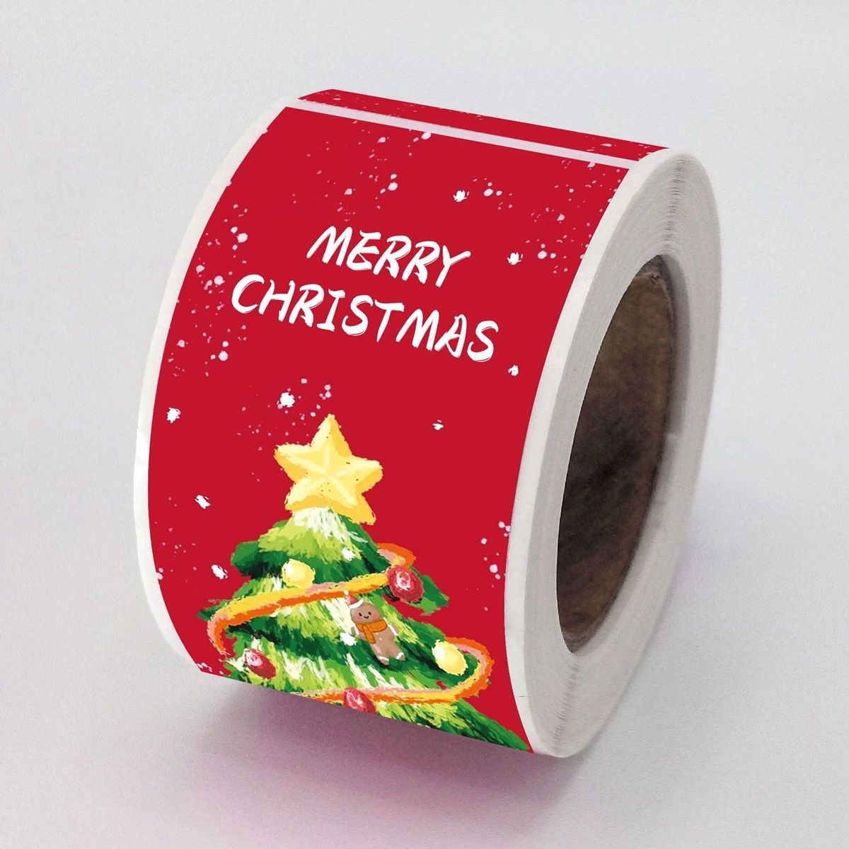 150pcs /1 Roll Merry Christmas Stickers 1inch Christmas Tree