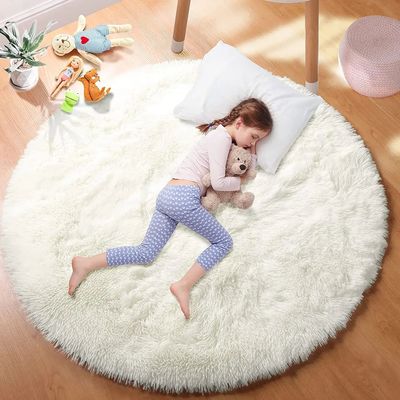 Super Soft Plush Round Rug Mat Fluffy White Carpets For Livi