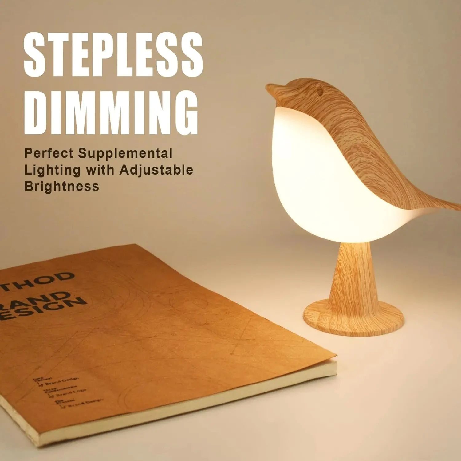 Small Desk Lamp, Bird Lamp Bedside Lamps with 3 Color Temper