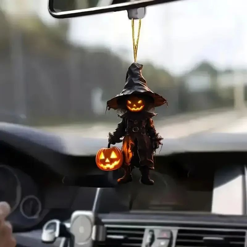 Halloween Car Decor Pumpkin Man Pendant Car Interior Decor D