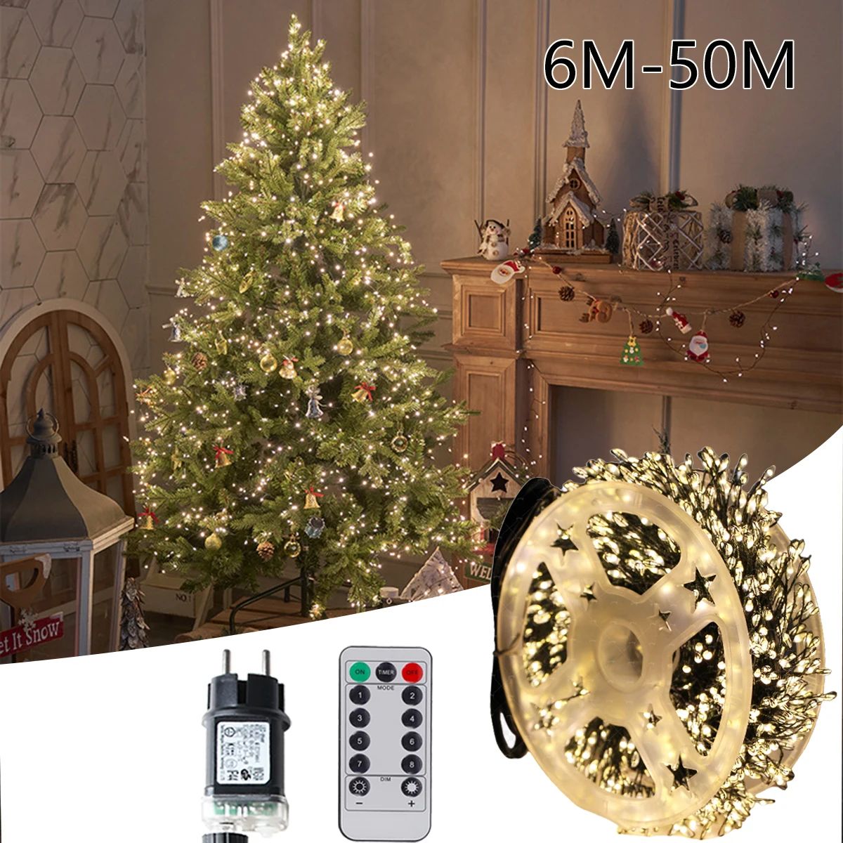 6M-75M LED Cluster Firecracker String Lights Christmas Fairy