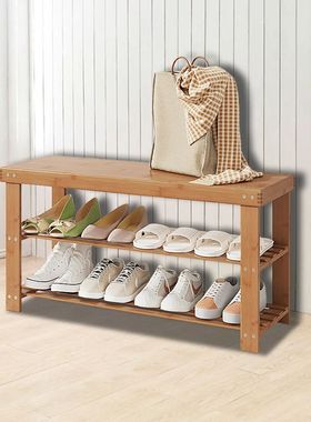 Bamboo Shoe Rack Bench - 3-tier storage for hallway, bathroo