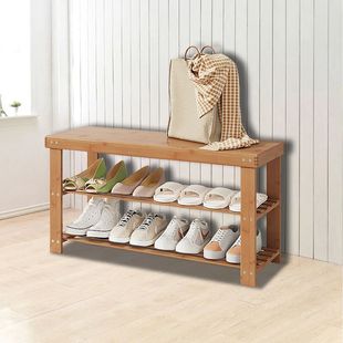 Bamboo Shoe Rack Bench - 3-tier storage for hallway, bathroo
