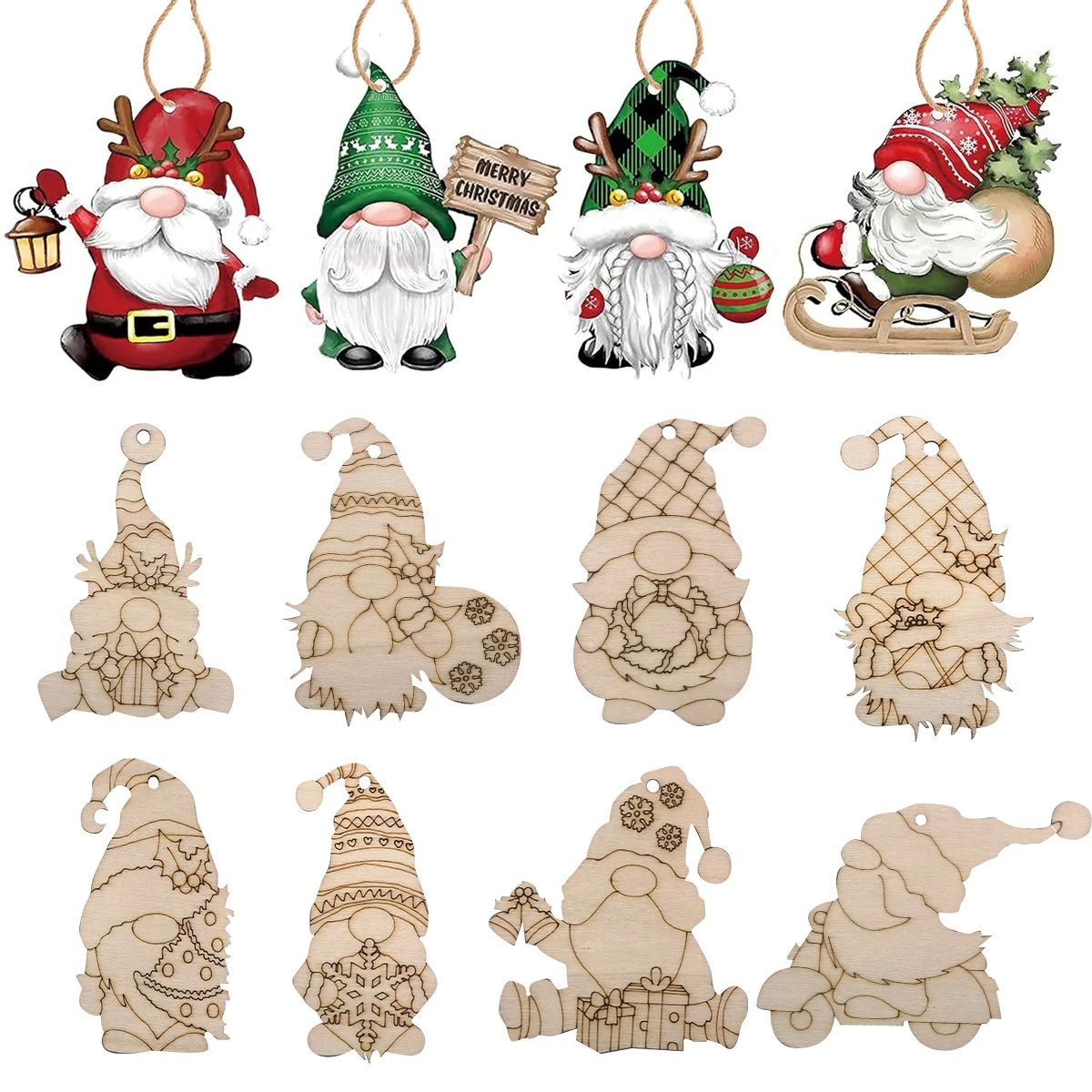 30Pcs/Set Christmas Wooden Hanging Crafts Multi Santa Clause