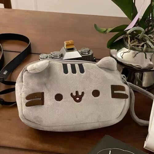 Cute fat cat snooze cat gray cat plush pencil case large cap