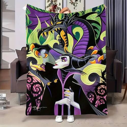 Maleficent-Design Flannel Blanket Halloween Christmas Room C