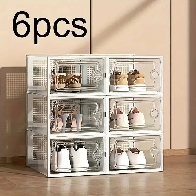6/12 thick transparent shoe boxes with lids, shoe storage an