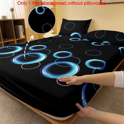 1 Simple modern Circular Geometry printed matte Fitted Sheet