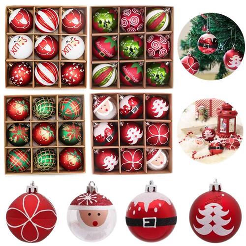 9Pcs/box 6cm Christmas Ball Ornaments Xmas Tree Hanging Pend