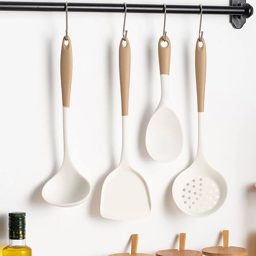 4pcs Silicone Kitchenware Utensils Set Pot Shovel Leaky Spoo