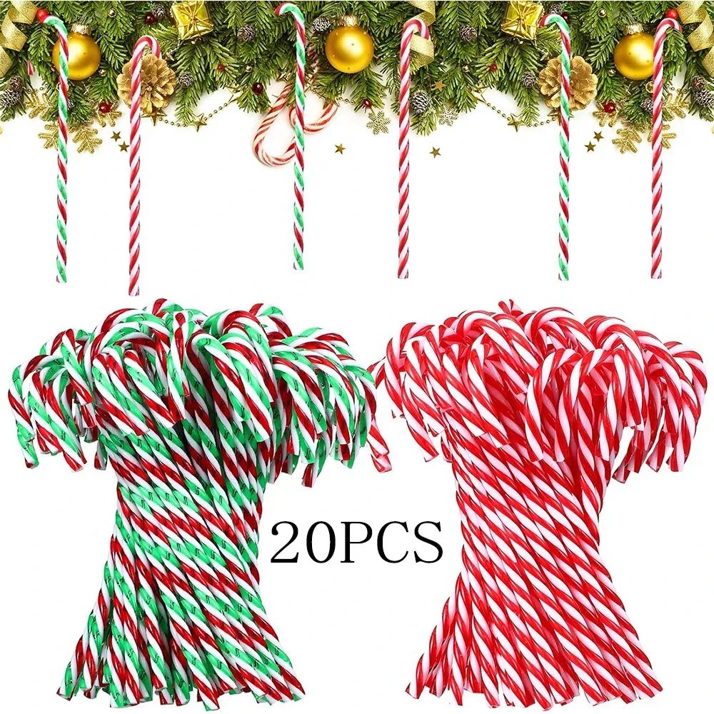 20pcs Christmas Candy Canes Acrylic Xmas Tree Hanging Crutch