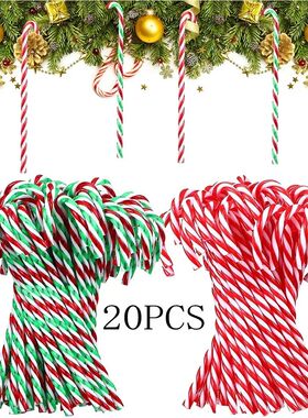 20pcs Christmas Candy Canes Acrylic Xmas Tree Hanging Crutch