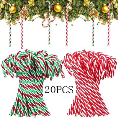 20pcs Christmas Candy Canes Acrylic Xmas Tree Hanging Crutch