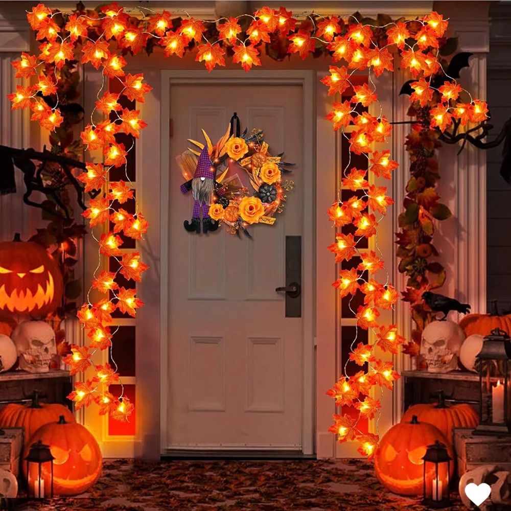 2/3/6M Halloween LED Lights String,Artificial Maple Leaf Lan