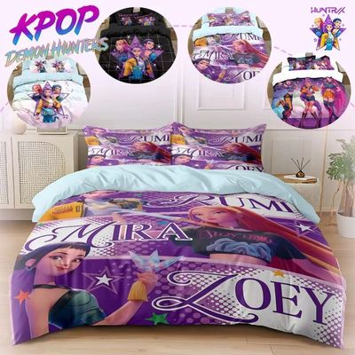 3pcs/set K-Pop Bedding Set Demon Hunters Colorful Print Poly