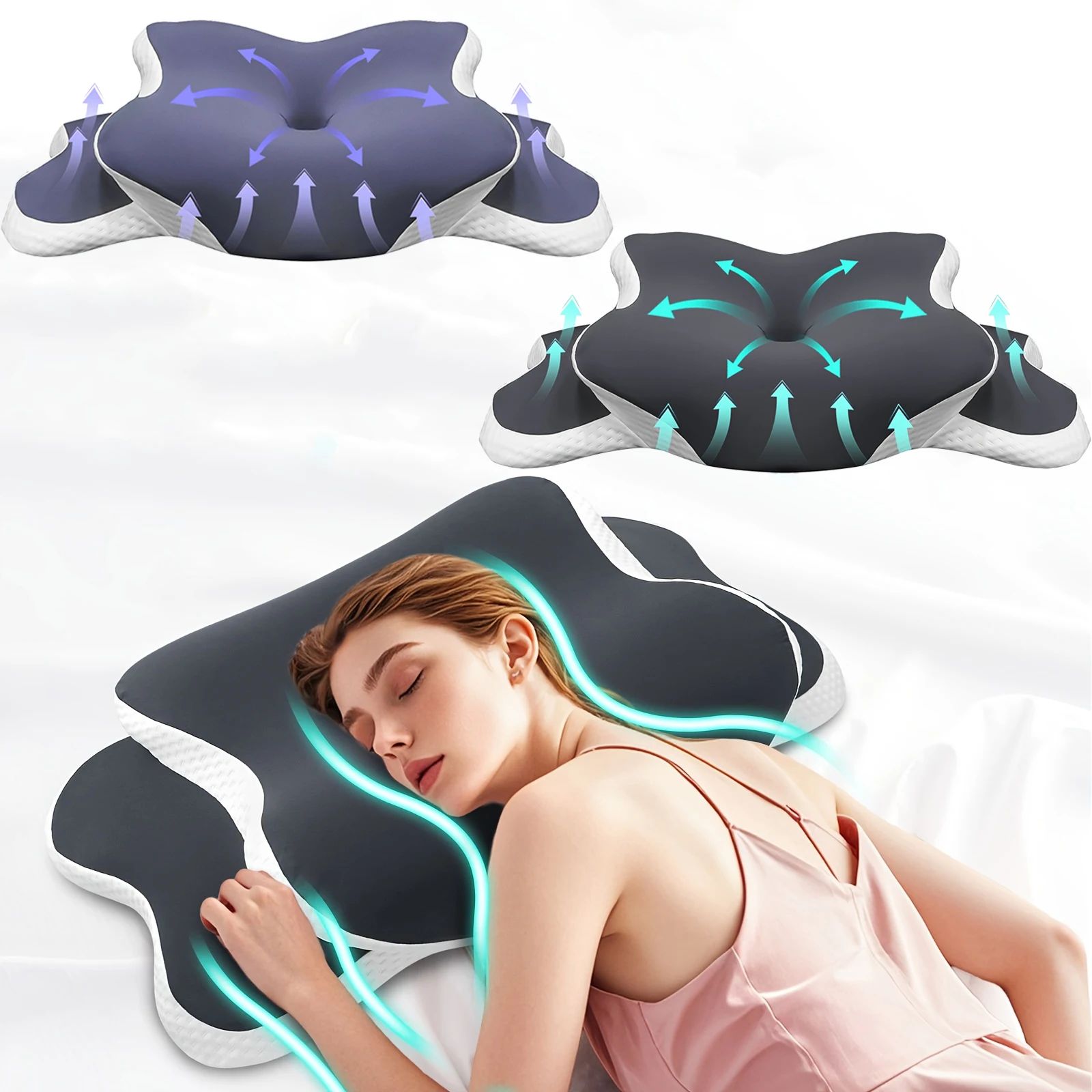 Ergonomic Memory Foam Pillow Orthopedic Neck Support for Sid