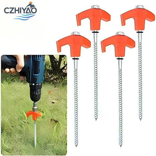 4pcs Outdoor Tent Nail 20/25/30cm Screw Anchor Stakes Pegs S