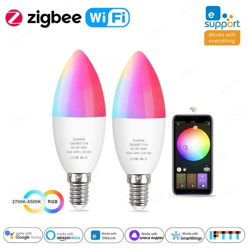 Ewelink E14 Led Bulb Zigbee Smart Wifi RGB Led Light 100-240