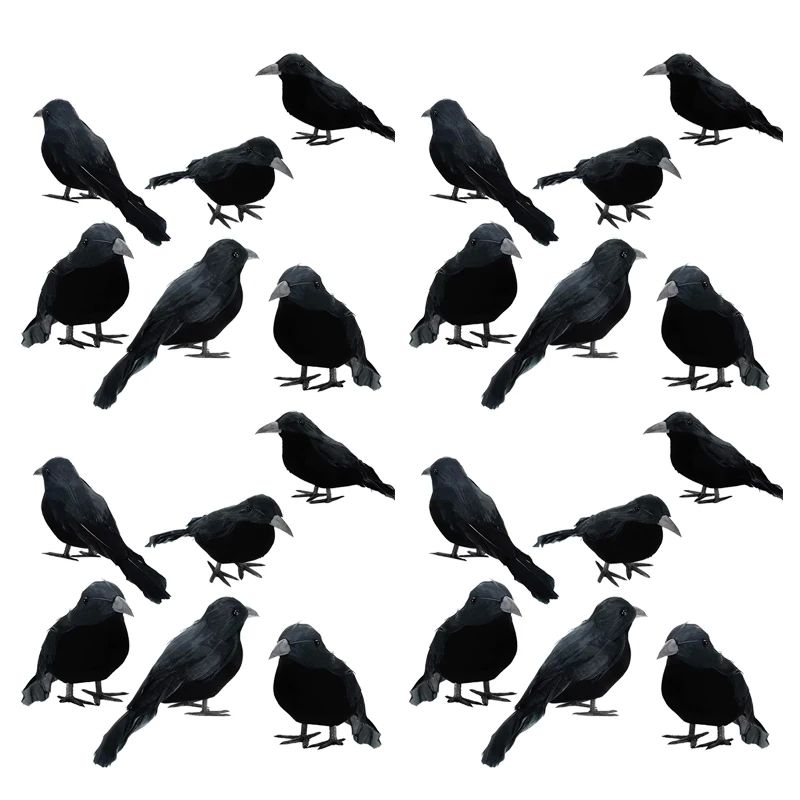 6-18Pcs Halloween Crow Decors Fake Crow Decors Artificial Cr