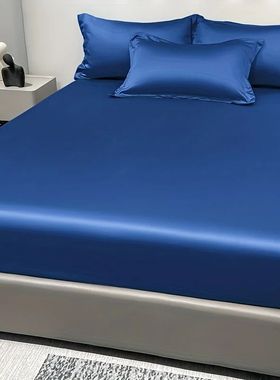 1 Simple Modern Satin Solid Color Fitted Sheet, Solid Color