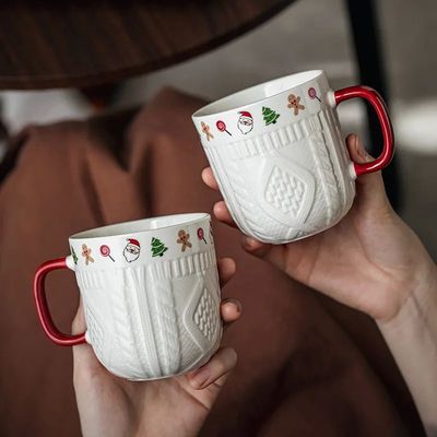 2Pcs/Set 12oz Ceramic Espresso Cups Porcelain Coffee Mugs Se