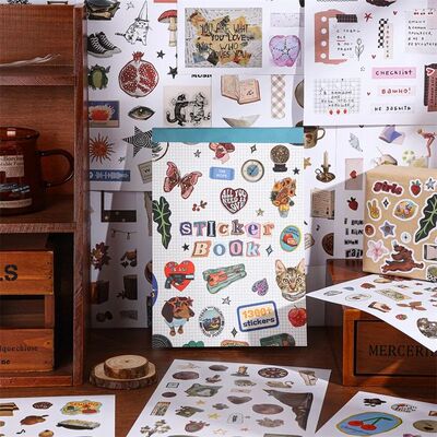 50 Sheets Moment Paper Sticker Book Mixed Animals Plants Fru
