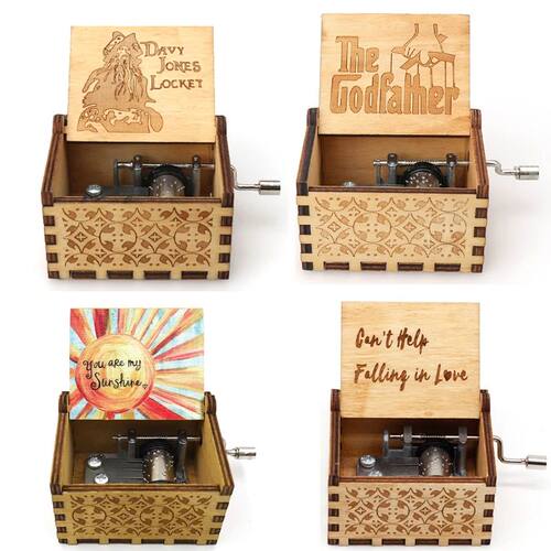 Different styles Wooden Hand Cranked Music Box Jurassic Can'