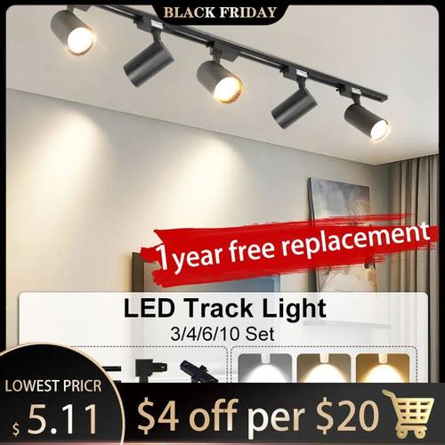 Track Light LED Ceiling Spot Lights COB Full Set 220V Rail L
