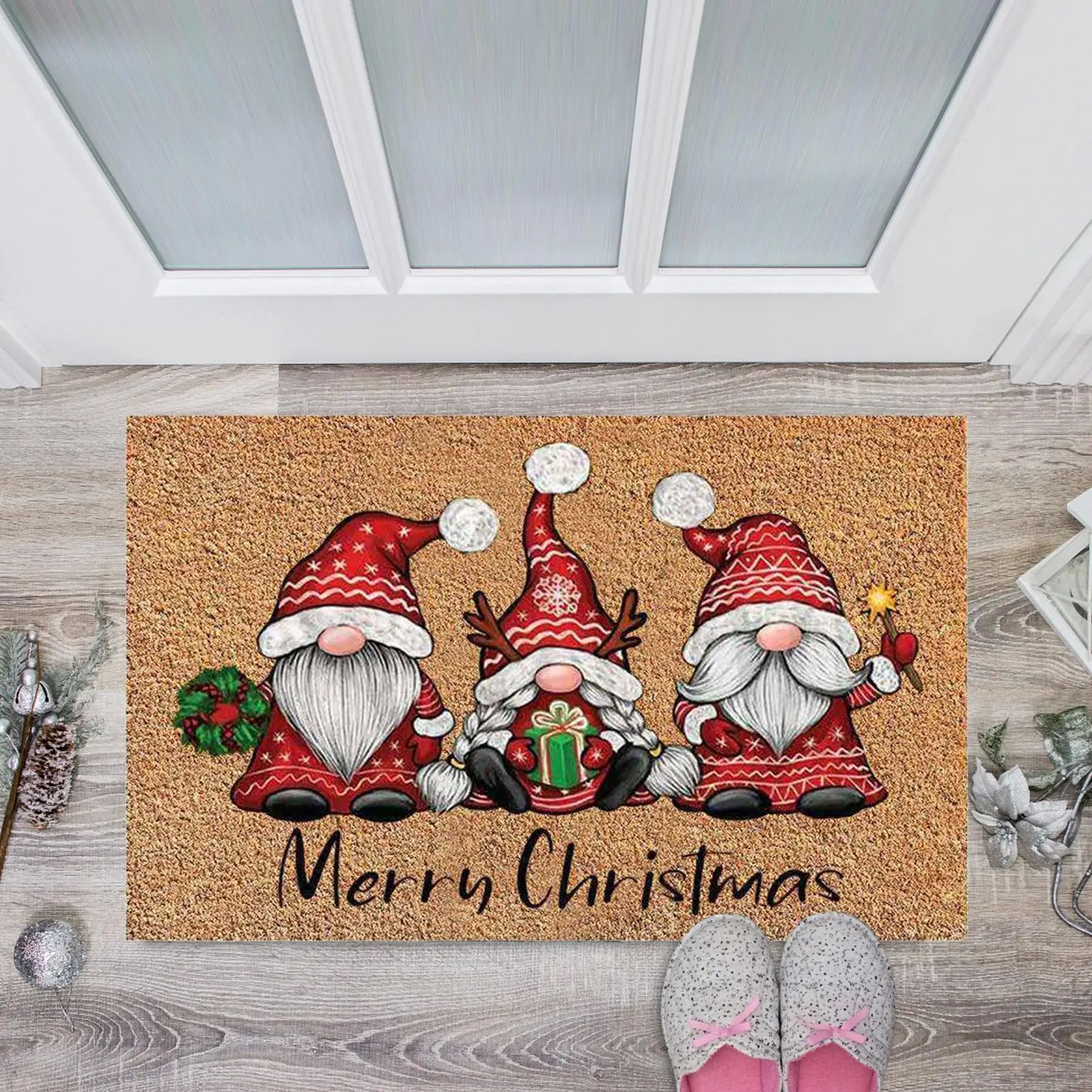Christmas Carpet Gnome Welcome Doormat Indoor Outdoor Entran