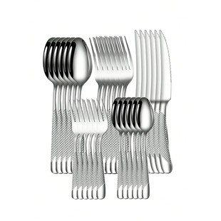 steel silver diamond 30pc tablew star Stainless end 6pc high