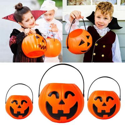 Halloween Pumpkin Bucket for Candy Snack Gift Holder Portabl