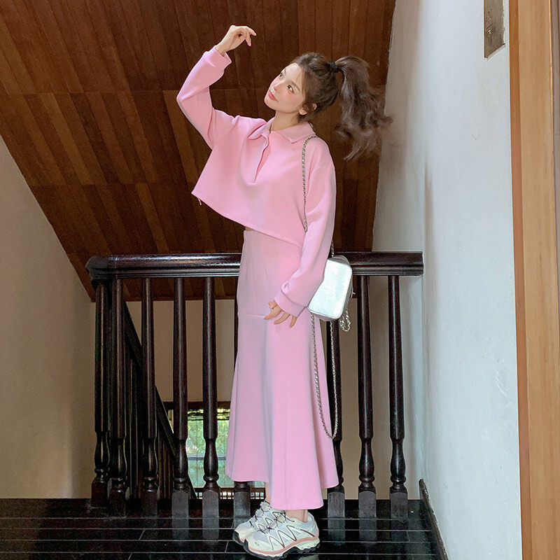 现货！休闲运动套装长袖卫衣半身长裙两件套2C212-G30-P155-K218