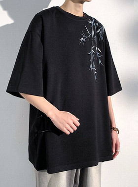 2025 夏季新款 港风光影墙大码刺绣国风短T恤M-5X HT24273-特P30