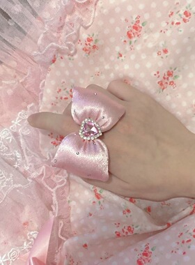 辣味少女亚文化原创kitty蝴蝶结戒指y2k辣妹千禧ins可爱粉色视觉