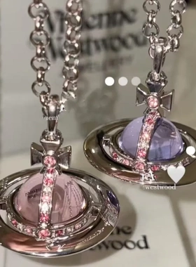 西家土星高版本大中号orb土星全系列项链女10MM珠子logo扣锁骨链