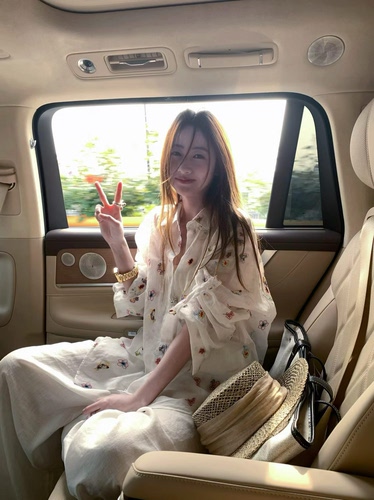 韩系重工花朵刺绣100%苎麻衬衫女2026夏季薄款透视防晒衣开衫上衣