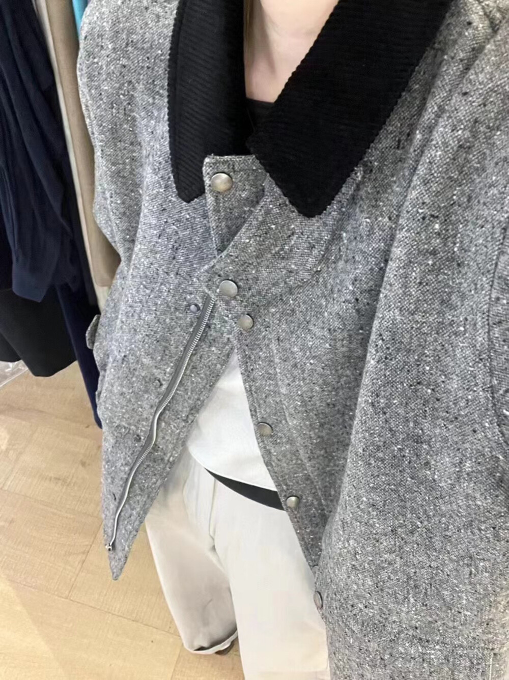 韩国东大门2024秋冬新款宽松翻领羊毛大衣女中长款复古拉链外套