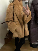 韩国东大门25冬新款 兔毛皮草外套女宽松显瘦立领加厚保暖毛毛外套