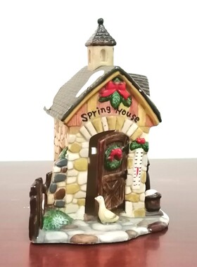 美国手绘陶瓷房子摆件工艺品