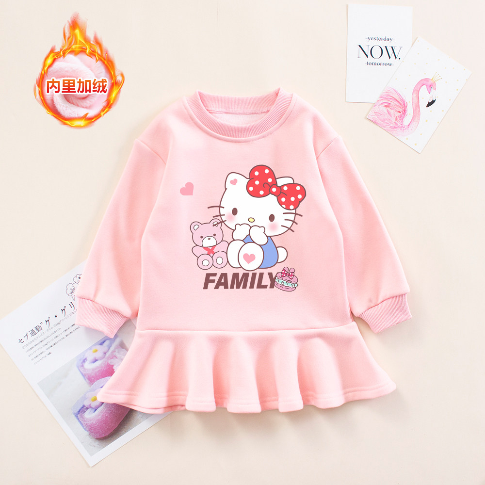 女童秋冬装薄绒连衣裙小猫洋气小女孩卫衣裙女宝宝猫咪加绒小裙子,童装/婴儿装/亲子装,连衣裙,淘宝优惠券,粉丝福利购,淘宝优惠卷