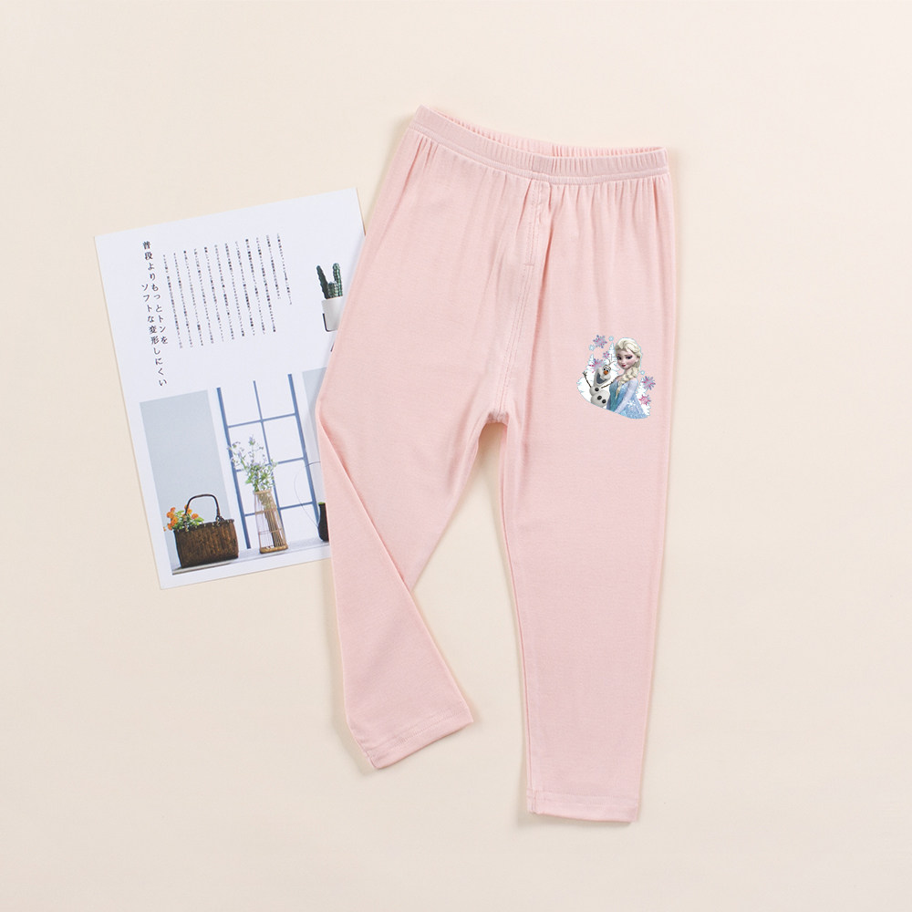 冰雪奇缘莫代尔裤子女童打底长裤爱莎公主修身七分裤儿童夏季薄款