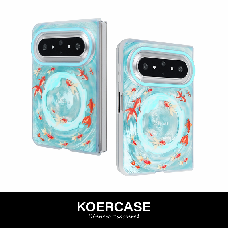 KOERCASE 水波纹锦鲤传统风水阵镭射小众新中式国潮原创意手机壳适用华为 Pura X Max典藏版折叠手机壳保护套
