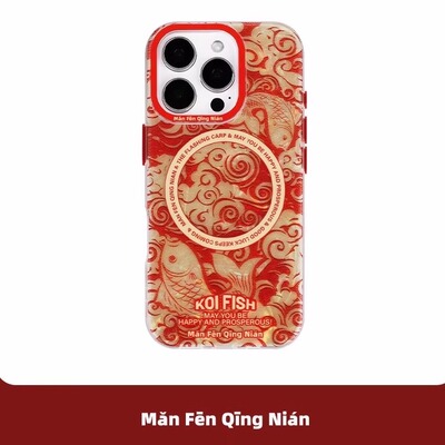 满分青年红色幸运锦鲤磁吸手机壳