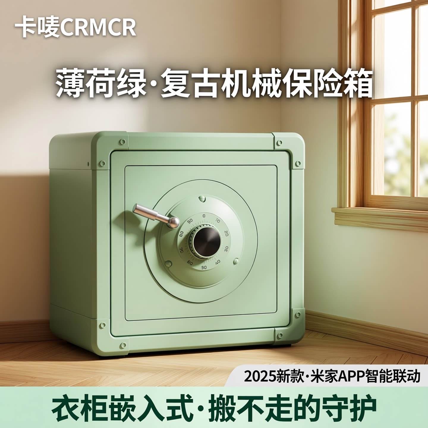 【薄荷绿】卡唛crmcr复古机械密码保险柜家用2026新款防盗搬不走小型保险箱隐藏式已接入米家APP衣柜保管箱30
