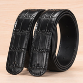 无头皮带男真皮圆头打孔3.3平滑扣针扣不带头腰带3.8鳄鱼节纹裤 带