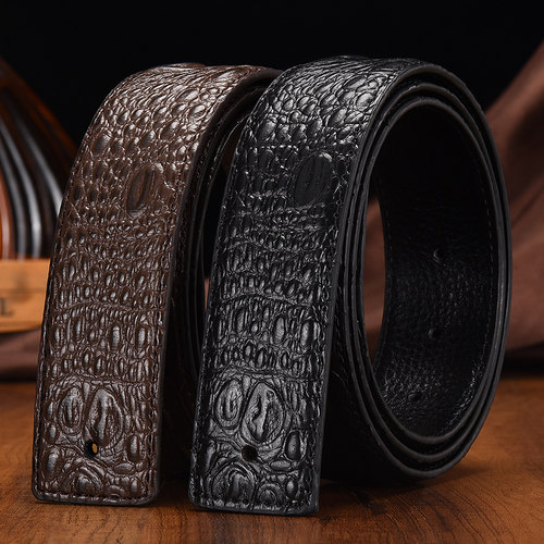 鳄鱼纹不带头带打孔扣裤带条皮带